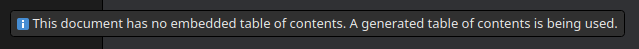 Okular notice that it generated a table of contents because the PDF has no embedded one